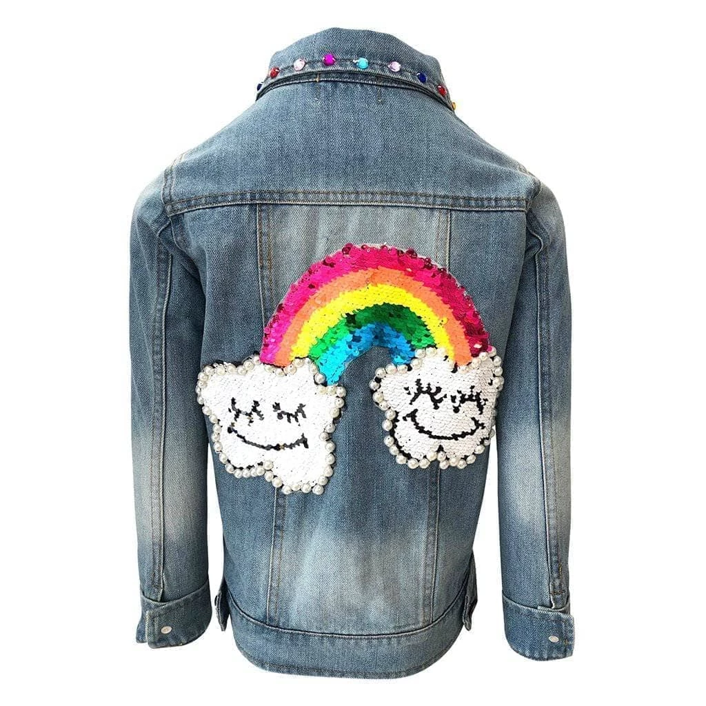 Deals ๐ Lola + The Boys Happy Rainbow Gems Denim Jacket ๐คฉ 4 Lola + The Boys Happy Rainbow Gems Denim Jacket