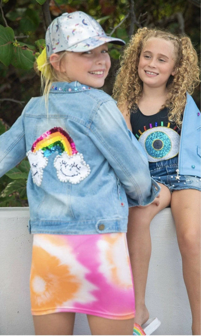 Deals ๐ Lola + The Boys Happy Rainbow Gems Denim Jacket ๐คฉ 3 Lola + The Boys Happy Rainbow Gems Denim Jacket