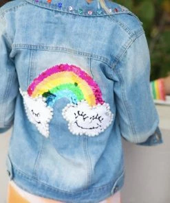 Deals ๐ Lola + The Boys Happy Rainbow Gems Denim Jacket ๐คฉ 9 Lola + The Boys Happy Rainbow Gems Denim Jacket