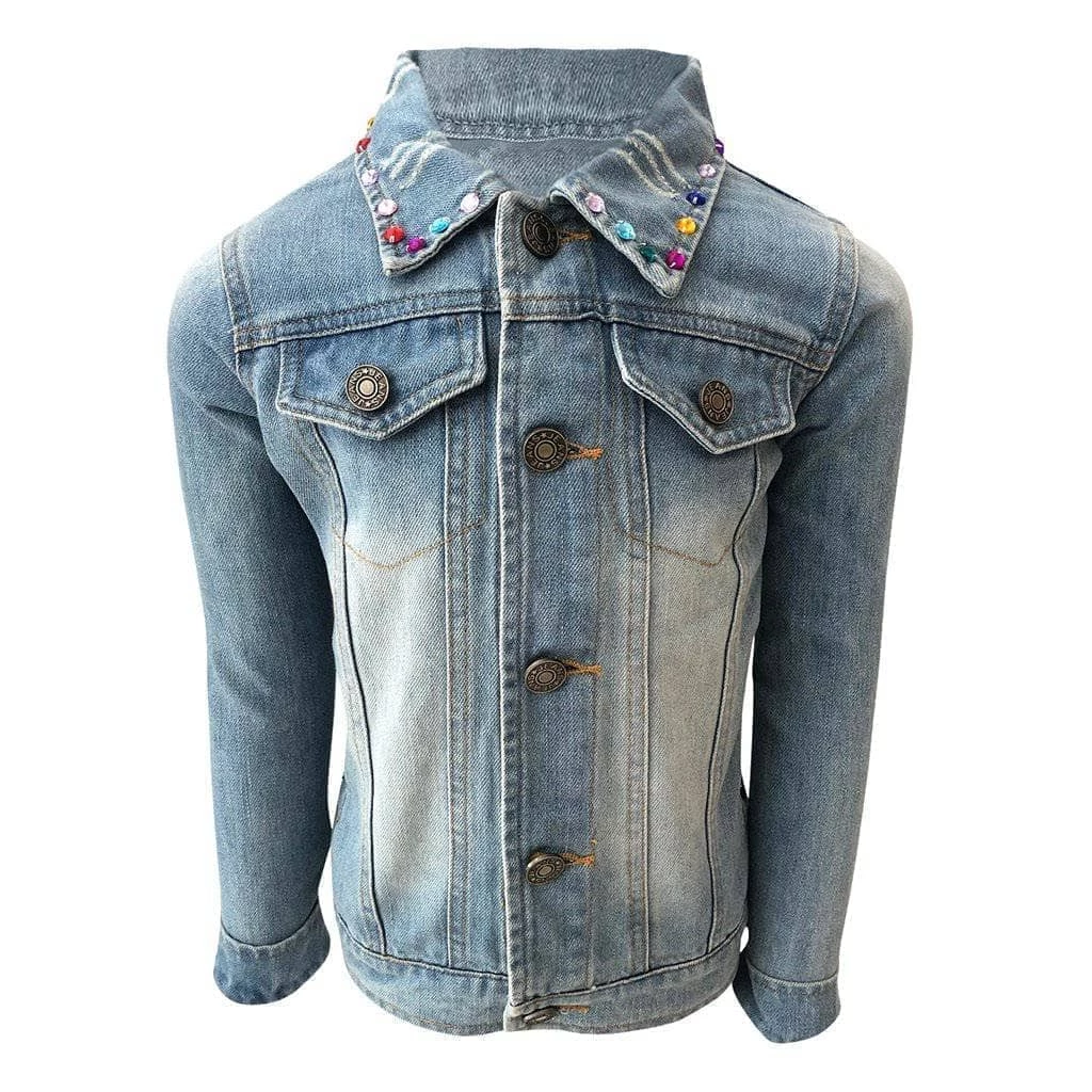 Deals ๐ Lola + The Boys Happy Rainbow Gems Denim Jacket ๐คฉ 6 Lola + The Boys Happy Rainbow Gems Denim Jacket