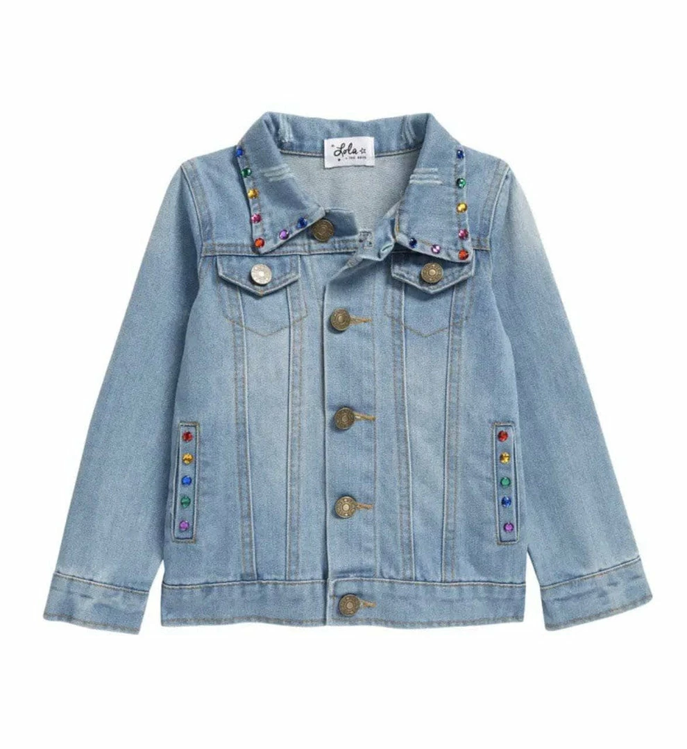 Deals ๐ Lola + The Boys Happy Rainbow Gems Denim Jacket ๐คฉ 7 Lola + The Boys Happy Rainbow Gems Denim Jacket
