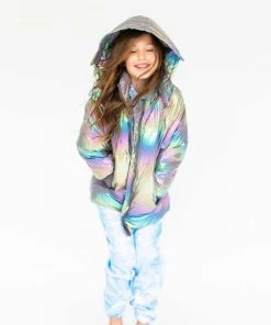 Promo 👍 Lola + The Boys 👧 Girls Metallic Ombré Puffer ✨ 22 Lola + The Boys Girls Metallic Ombré Puffer