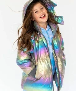 Promo 👍 Lola + The Boys 👧 Girls Metallic Ombré Puffer ✨ 17 Lola + The Boys Girls Metallic Ombré Puffer