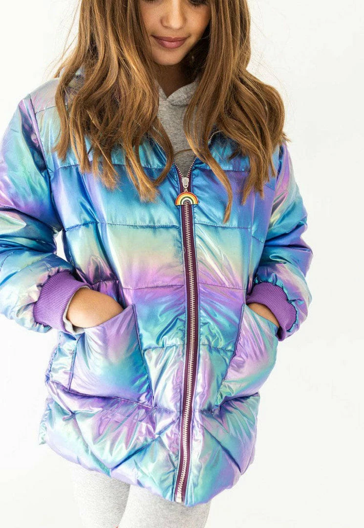 Promo 👍 Lola + The Boys 👧 Girls Metallic Ombré Puffer ✨ 5 Lola + The Boys Girls Metallic Ombré Puffer