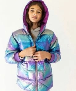 Lola + The Boys Girls Metallic Ombré Puffer