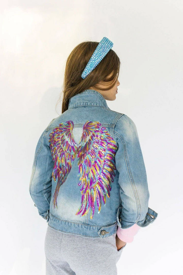 Outlet โค๏ธ Lola & The Boys Neon Angel Wings Denim Jacket ๐ 6 Lola & The Boys Neon Angel Wings Denim Jacket