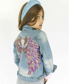 Outlet โค๏ธ Lola & The Boys Neon Angel Wings Denim Jacket ๐ 9 Lola & The Boys Neon Angel Wings Denim Jacket