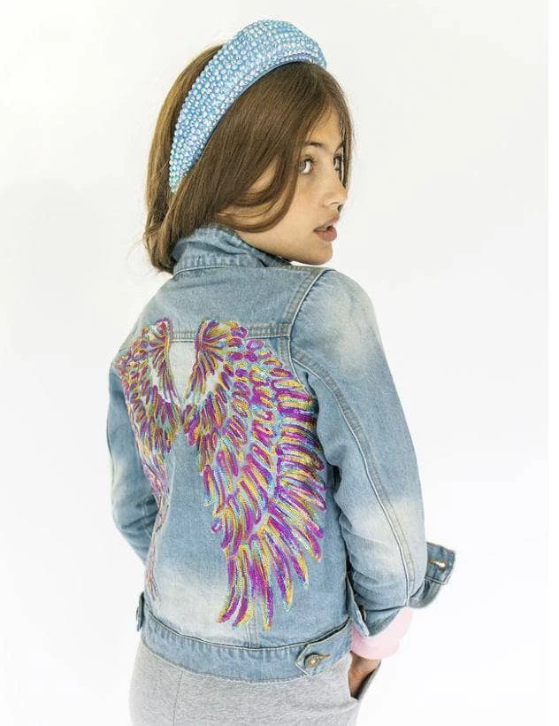 Outlet โค๏ธ Lola & The Boys Neon Angel Wings Denim Jacket ๐ 5 Lola & The Boys Neon Angel Wings Denim Jacket