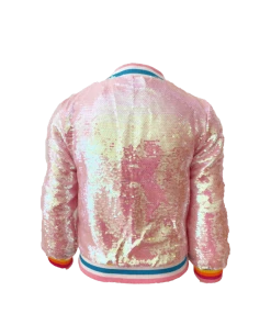Lola + The Boys Girls Powder Puff Pink Sequin Bomber