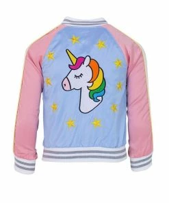 Lola + The Boys Sky Unicorn Satin Bomber Girls