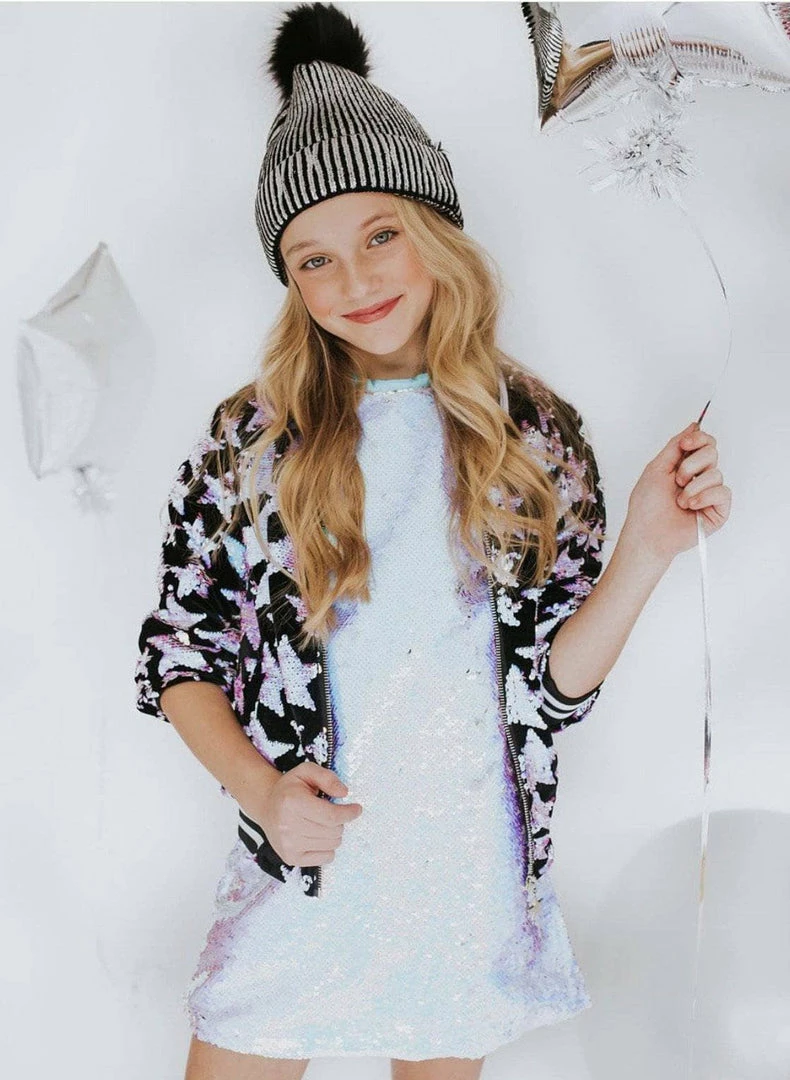 Best Pirce 🎉 Lola + The Boys 👧 Girls Starry Night Velvet Bomber 🛒 4 Lola + The Boys Girls Starry Night Velvet Bomber