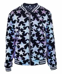 Best Pirce 🎉 Lola + The Boys 👧 Girls Starry Night Velvet Bomber 🛒 7 Lola + The Boys Girls Starry Night Velvet Bomber