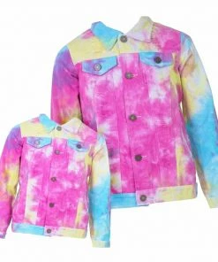 Coupon 🛒 Lola + The Boys 👧 Girls Tie Dye Denim Jacket ⭐ 7 Lola + The Boys Girls Tie Dye Denim Jacket