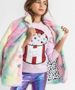 Lola + The Boys Girls Tie Dye Faux Fur Coat
