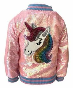 Budget ๐ฏ Lola + The Boys Pretty In Pink Unicorn Sequin Bomber ๐ 11 Lola + The Boys Pretty In Pink Unicorn Sequin Bomber