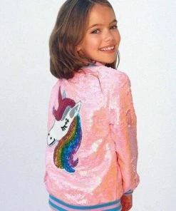 Budget ๐ฏ Lola + The Boys Pretty In Pink Unicorn Sequin Bomber ๐ 9 Lola + The Boys Pretty In Pink Unicorn Sequin Bomber