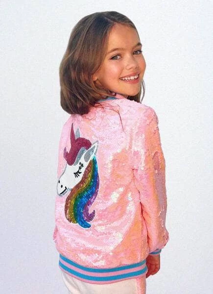 Budget ๐ฏ Lola + The Boys Pretty In Pink Unicorn Sequin Bomber ๐ 5 Lola + The Boys Pretty In Pink Unicorn Sequin Bomber