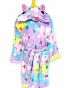 Lola + The Boys Lavender Star Unicorn Robe New Arrivals