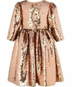 Lola & The Boys Rose Gold Sequin Flip Party Dress