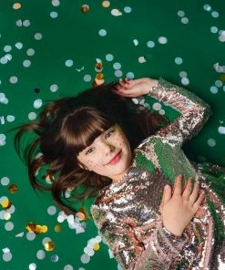 Lola & The Boys Rose Gold Sequin Flip Party Dress