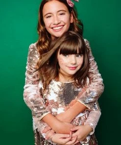 Lola & The Boys Rose Gold Sequin Flip Party Dress