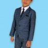 Lola + The Boys Navy Plaid Three Piece Suit New Arrivals