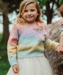 Lola + The Boys Ombre 3D Flower Sweater