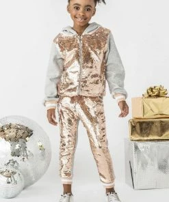 Lola + The Boys Goldie Flip Sequin Joggers
