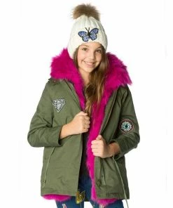 Lola & The Boys Girls Pink Patched Parka