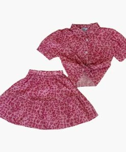 Lola + The Boys New Arrivals Pink Cheetah Girl Set