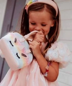 Lola + The Boys Rainbow Glitter Unicorn Pom Crossbody