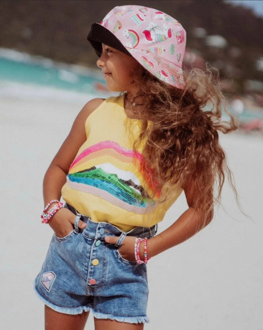 Outlet 😀 Lola + The Boys Rainbow Lips Tank Top 😉 3 Lola + The Boys Rainbow Lips Tank Top