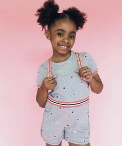 Lola & The Boys Girls Rainbow Gem Romper