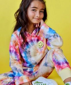 Lola + The Boys Be Happy Tie Dye Cropped Set Girls