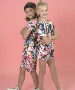 Lola + The Boys Girls Neon Tie Dye Shorts Set
