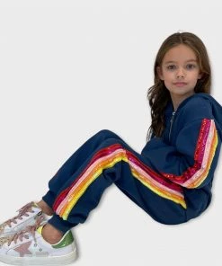 Best Pirce βοΈ Lola + The Boys π§ Girls Rainbow Sequin Navy Joggers Hoodie Set π₯ 8 Lola + The Boys Girls Rainbow Sequin Navy Joggers Hoodie Set