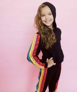 Lola + The Boys New Arrivals Sequin Rainbow Hoodie Track Set