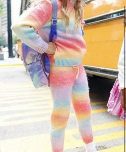 Lola + The Boys Sunset Knit Hoodie And Pant Set Girls