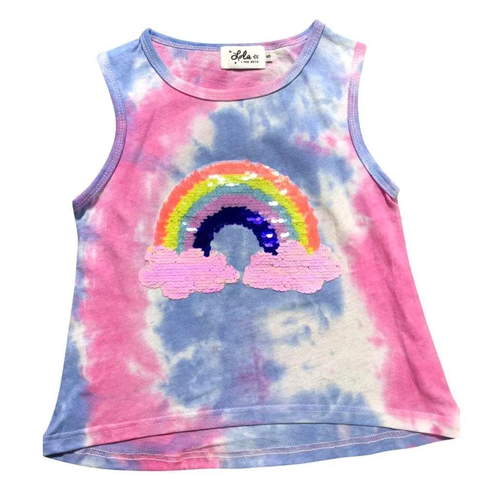Outlet β Lola + The Boys π§ Girls Tie Dye Sequin Rainbow Tank π 3 Lola + The Boys Girls Tie Dye Sequin Rainbow Tank