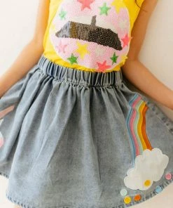 Lola + The Boys Unicorn Denim Dream Skirt