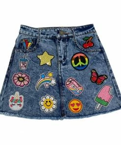 Lola + The Boys Girls All About The Patch Denim Skirt