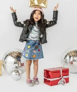 Lola + The Boys Girls All About The Patch Denim Skirt