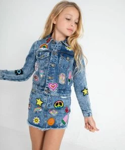 Lola + The Boys Girls All About The Patch Denim Skirt