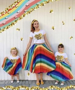 Lola + The Boys Rainbow Twirl Midi Skirt