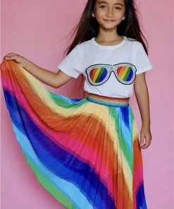 Lola + The Boys Rainbow Twirl Midi Skirt