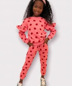 Lola + The Boys Strawberry Ruffle Joggers Set New Arrivals