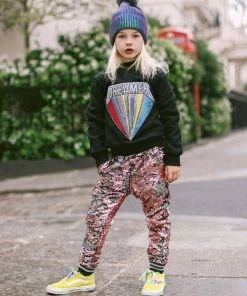 Lola + The Boys Beaded Dreamer Patch Sweatshirt Girls