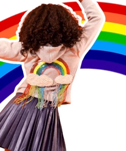 Lola + The Boys Crystal Rainbow Rain Hoodie