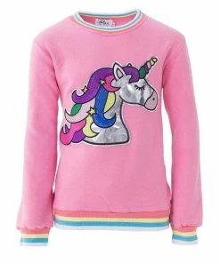 Lola + The Boys Girls Metallic Unicorn Sweatshirt