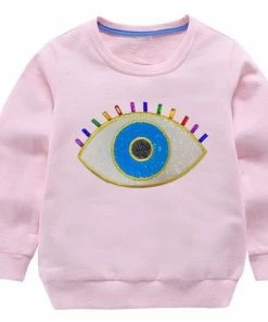 Lola + The Boys Girls Rainbow Evil Eye Sweatshirt